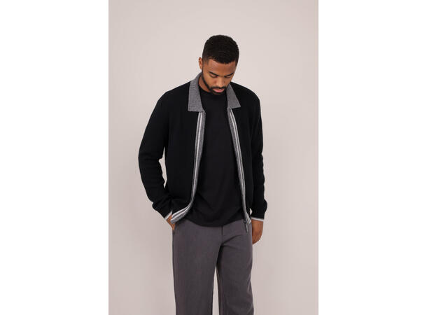 Ford zip cardigan Black M Wool knit cardigan 