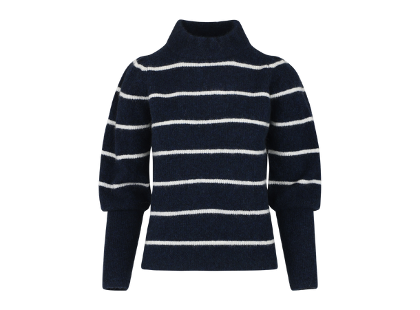 Mara Sweater Navy XL Striped puffed sleeves mohair sweater 