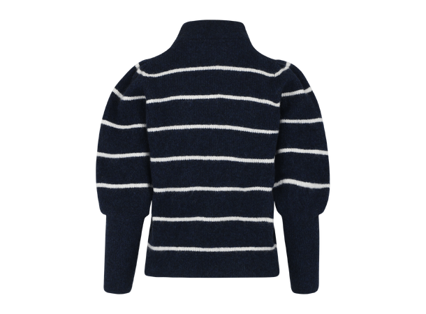 Mara Sweater Navy XL Striped puffed sleeves mohair sweater 
