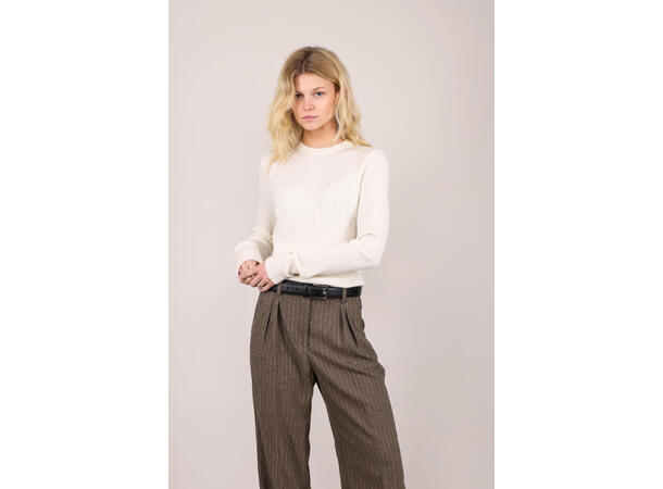 Mari LS Top Snow S Merino LS rib sweater 