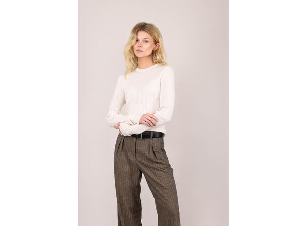 Mari LS Top Snow S Merino LS rib sweater 