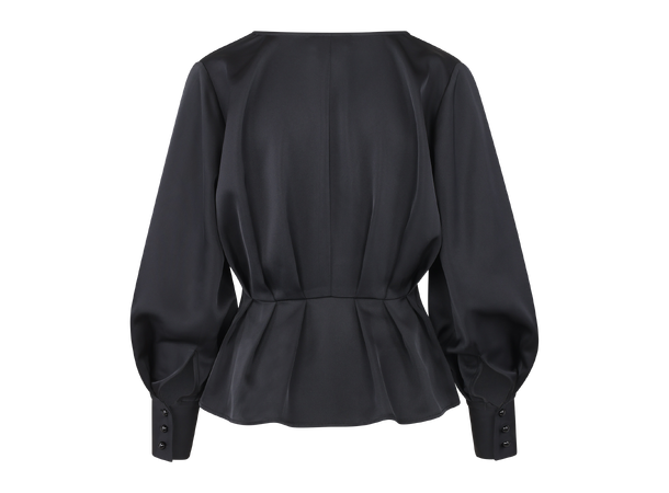 Mariella LS Blouse Black S Satin blouse with V-neck 