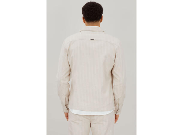 Theodor Overshirt Sand M Pinstripe zip overshirt 
