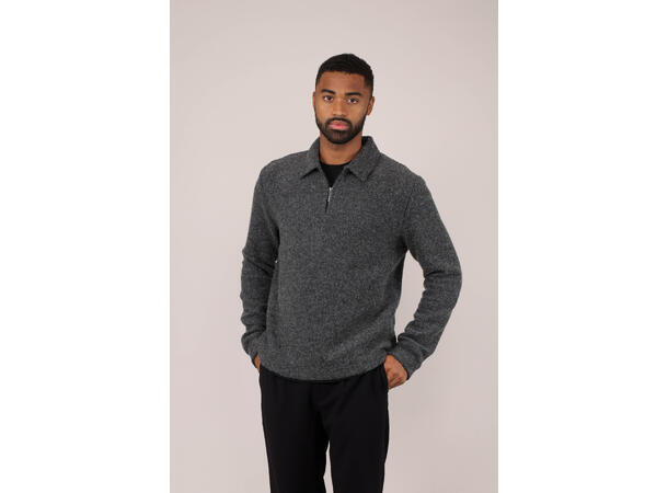 Tude Sweater Grey S Boiled wool zip sweater 