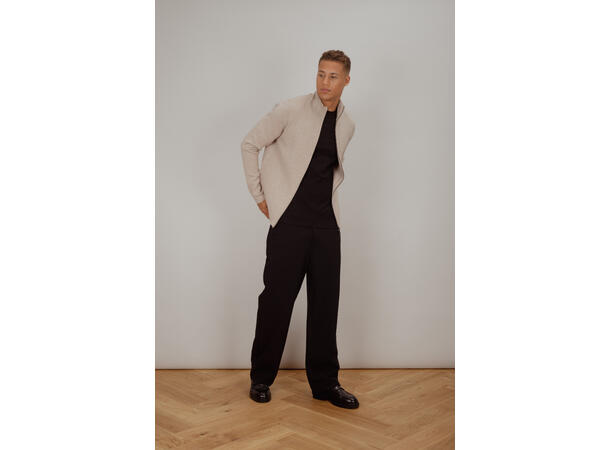 Alfred Cardigan Sand melange M Twill wool zip cardigan 