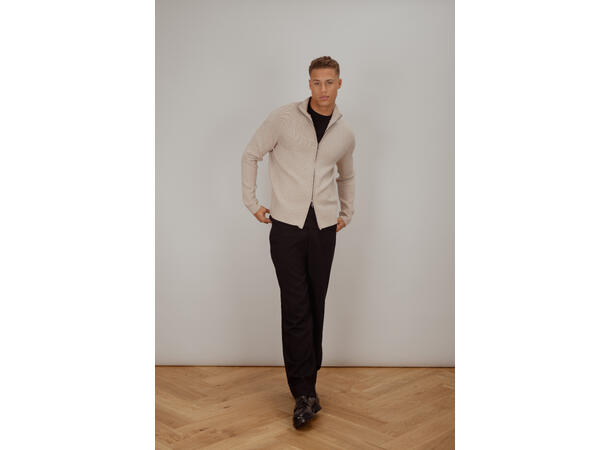 Alfred Cardigan Sand melange M Twill wool zip cardigan 