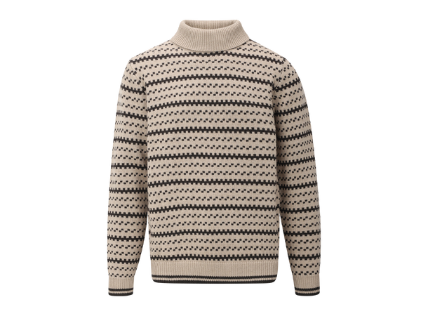Bjarni Turtleneck Sand multi XXL Fishermans wool sweater 