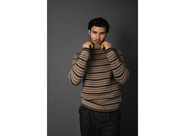 Bjarni Turtleneck Sand multi XXL Fishermans wool sweater 
