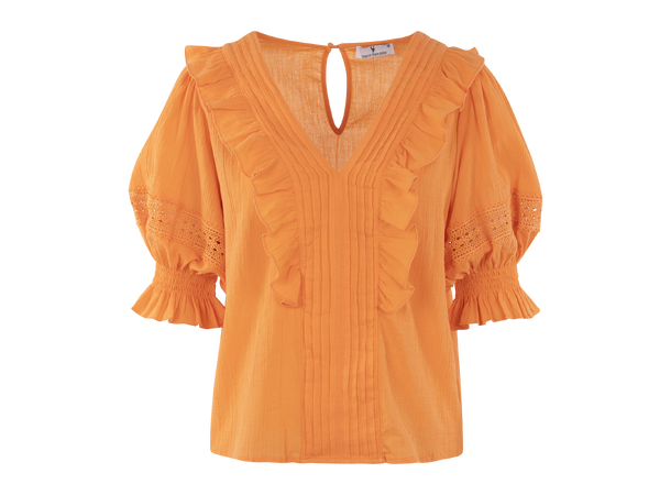 Caressa Top Nectarine XL Crinkle cotton blouse 