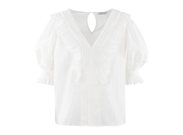 Caressa Top White XL Crinkle cotton blouse 