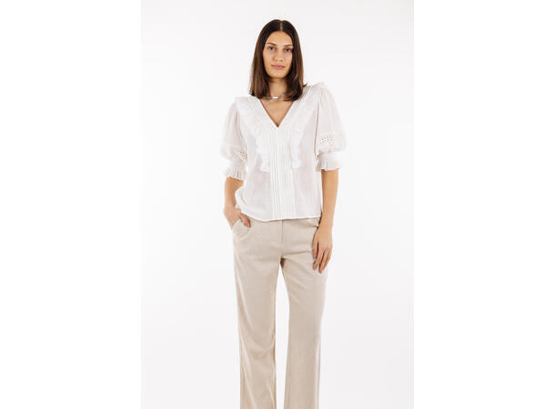 Caressa Top White XL Crinkle cotton blouse 