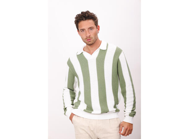 Claude Sweater Light Green M Structure block stripe sweater 