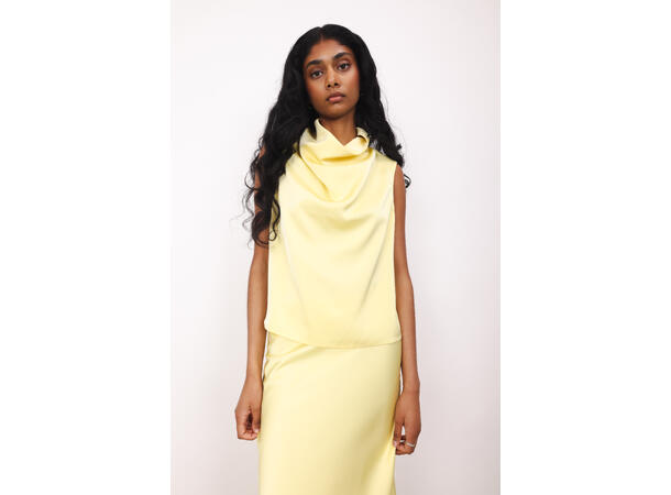 Ellinor Top Light Yellow XL Satin watefall top 