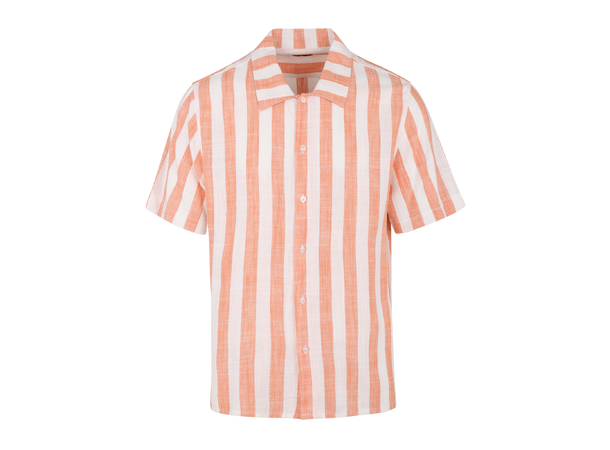 Folke SS Shirt Coral XL Striped linen SS shirt 