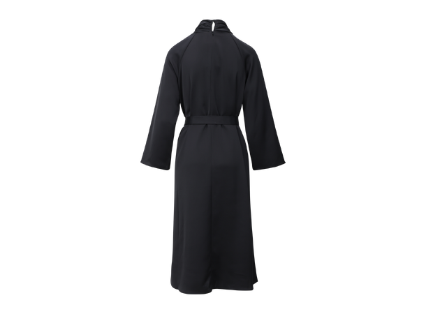 Garbo Dress Black S LS satin dress with twist 