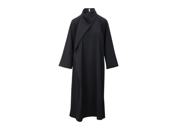 Garbo Dress Black S LS satin dress with twist 