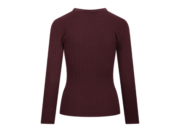 Mari LS Top Chocolate Cherry S Merino LS rib sweater 
