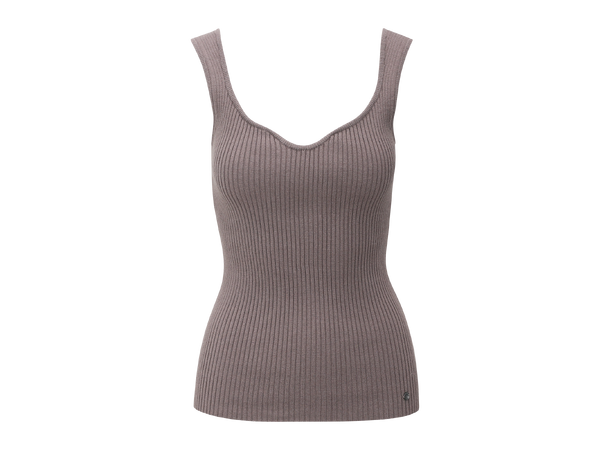 Marita Top Dark sand L Sweetheart rib top 
