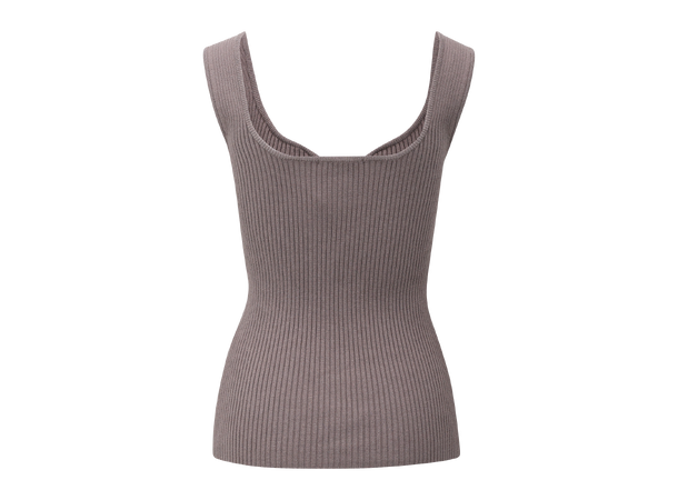 Marita Top Dark sand L Sweetheart rib top 