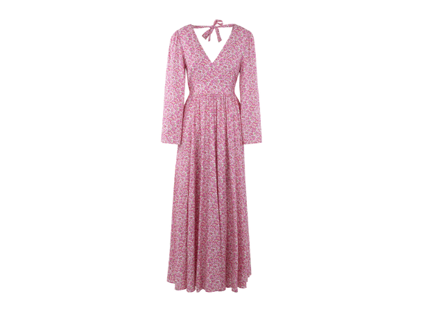 Milena Dress Pink AOP S V-neck open back maxi dress 