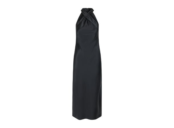 Rikki Dress Black XL Satin twisted neck long dress 