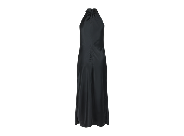 Rikki Dress Black XL Satin twisted neck long dress 