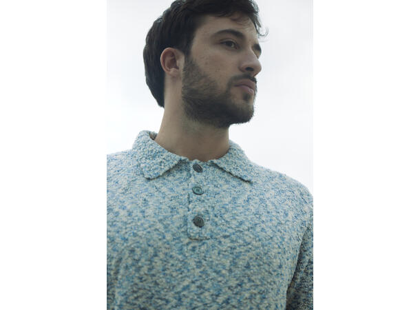 Sacha Pique Blue multi L Boucle knit button pique 