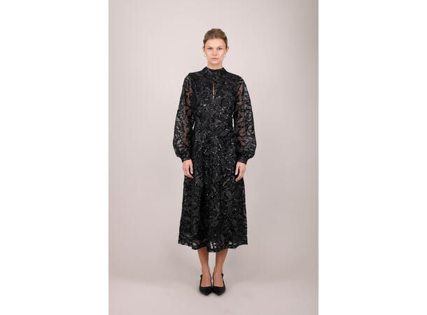 Sagin Dress Black M Embroidered long dress 