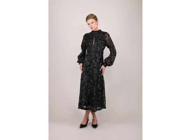 Sagin Dress Black M Embroidered long dress 