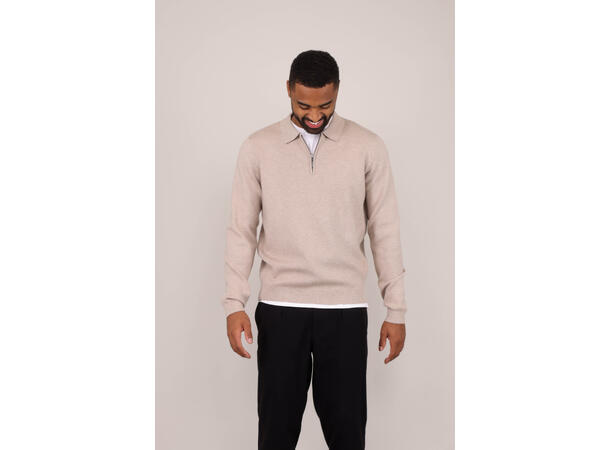 Succa Half-zip Polo Light Sand M Basic viscose zip polo collar 