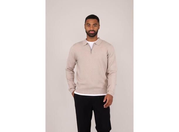 Succa Half-zip Polo Light Sand M Basic viscose zip polo collar 