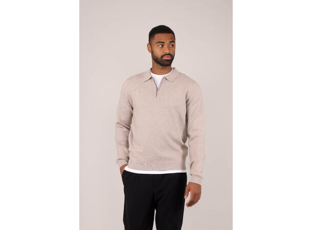 Succa Half-zip Polo Light Sand M Basic viscose zip polo collar 
