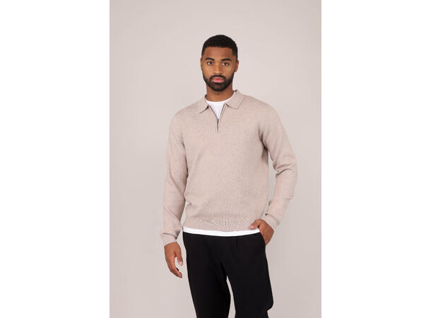Succa Half-zip Polo Light Sand M Basic viscose zip polo collar 
