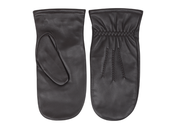 Turi Mitten Dark Brown M Leather mittens wool knit lining 