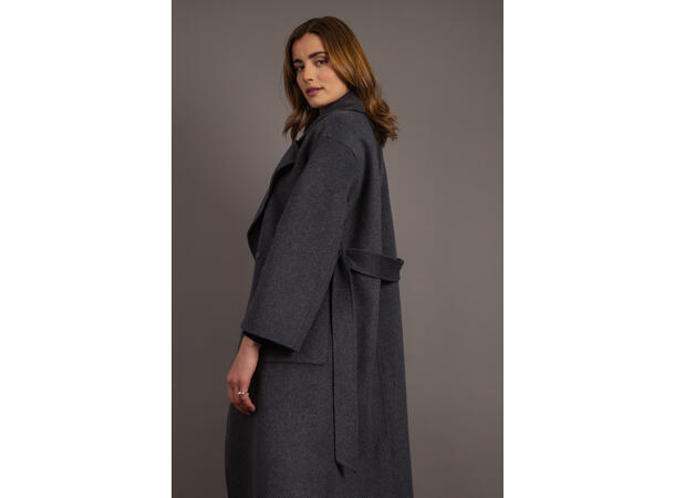 Ulla Coat Charcoal L Long coat with lapel 