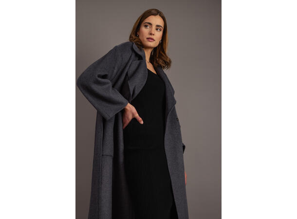 Ulla Coat Charcoal L Long coat with lapel 