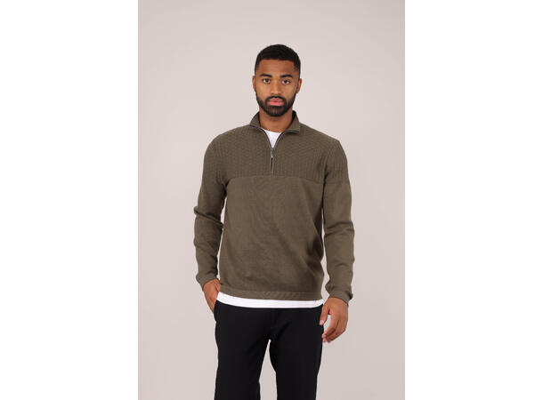 Amman Half-zip Olive XXL Viscose brick pattern sweater 