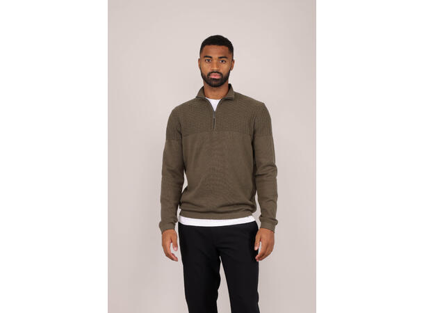 Amman Half-zip Olive XXL Viscose brick pattern sweater 