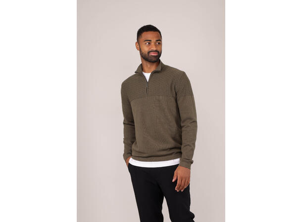 Amman Half-zip Olive XXL Viscose brick pattern sweater 