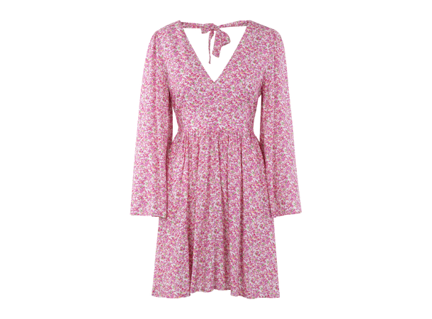 Claudia Dress Pink AOP L V-neck open back mini dress 