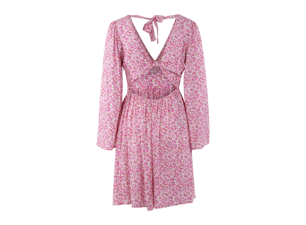 Claudia Dress Pink AOP L V-neck open back mini dress 