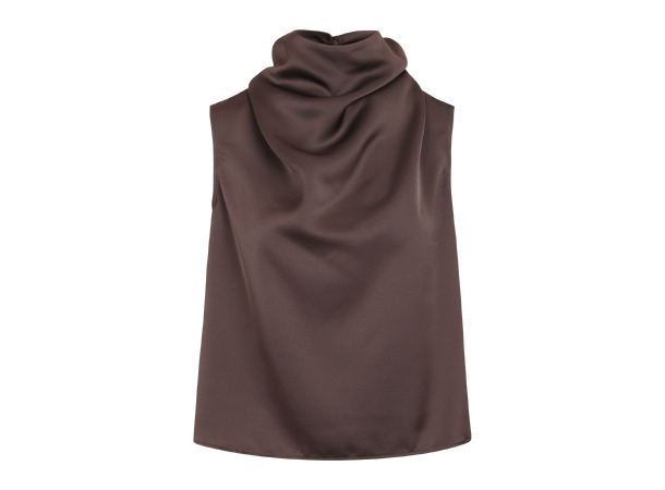 Ellinor Top Black Coffee M Satin watefall top 