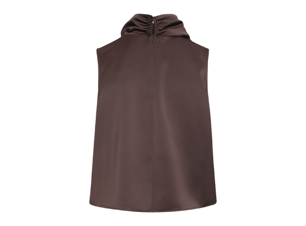 Ellinor Top Black Coffee M Satin watefall top 