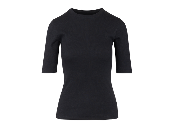 Gaia Top Black M Rib SS Tee 