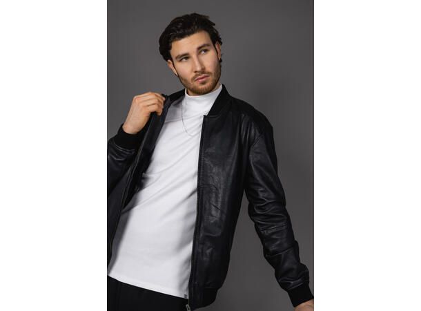 Gusto Jacket Black L Leather bomber jacket 