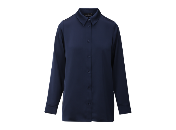 Kalinka Blouse Dark Navy M Oversized satin blouse 