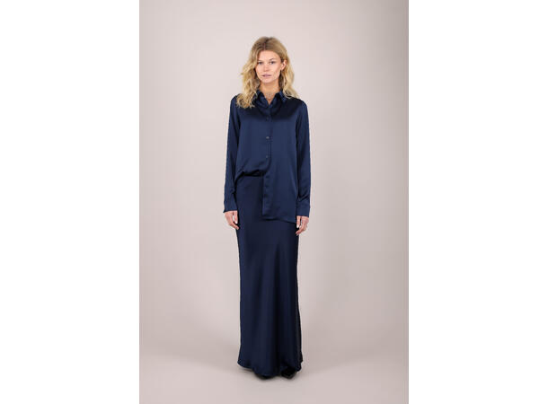 Kalinka Blouse Dark Navy M Oversized satin blouse 
