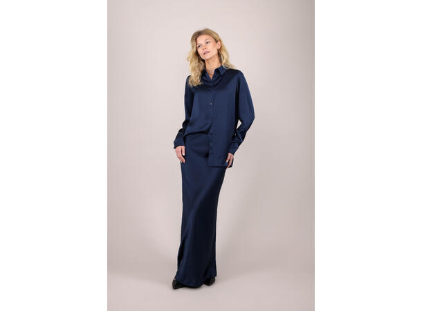 Kalinka Blouse Dark Navy M Oversized satin blouse 