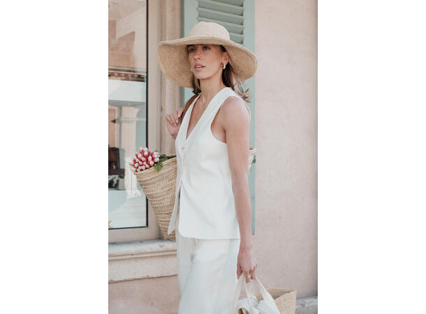 Simmy Waistcoat White XL Long linen waistcoat 