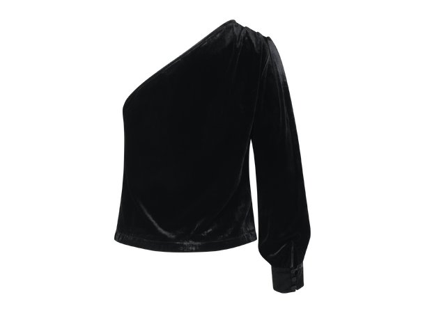 Taiwo Blouse Black S One-shoulder velour blouse 